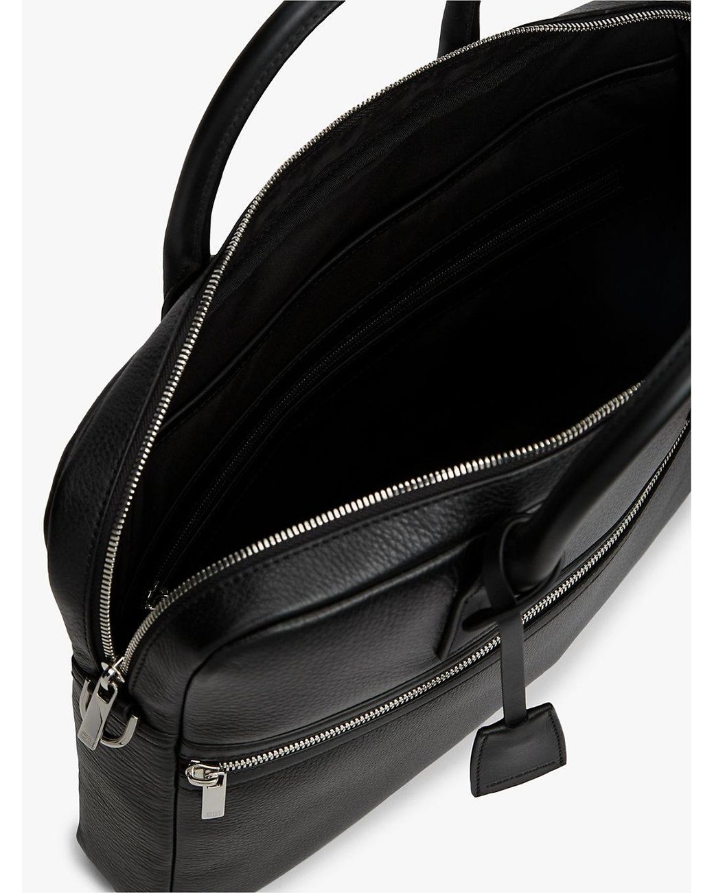 Tommy Hilfiger Black Th Business Premium Leather Laptop Bag for men