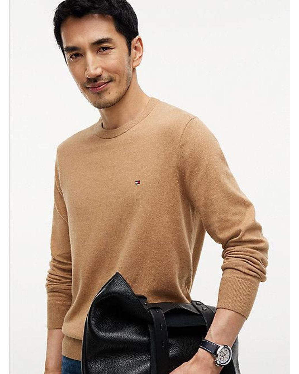 Tommy Hilfiger Blue Crew Neck Jumper With Cashmere for men
