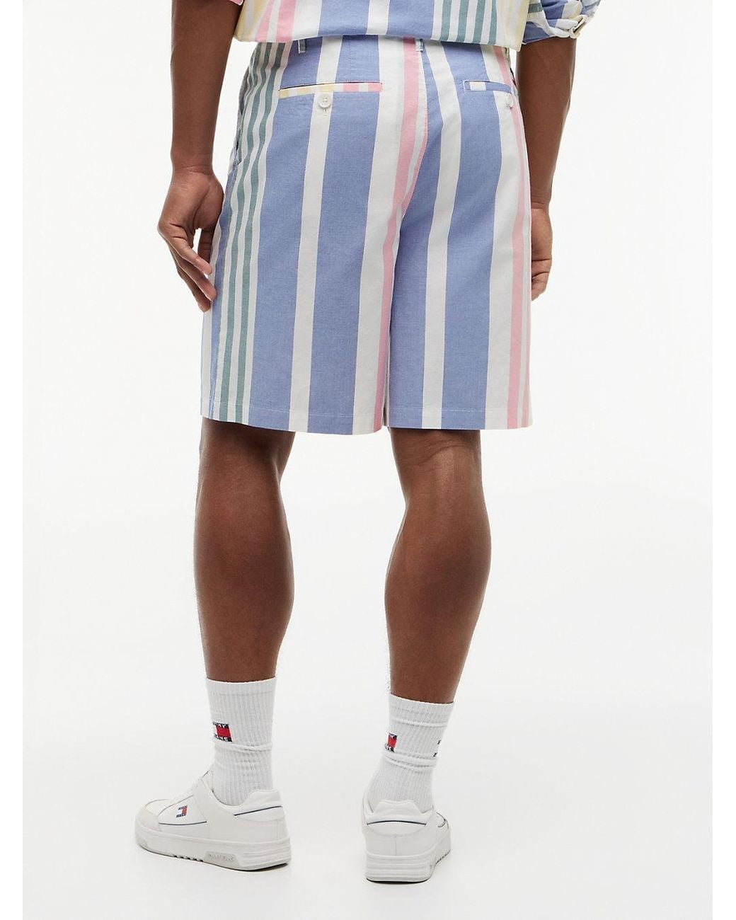 Tommy Hilfiger White Mixed Stripe Oxford Shorts for men