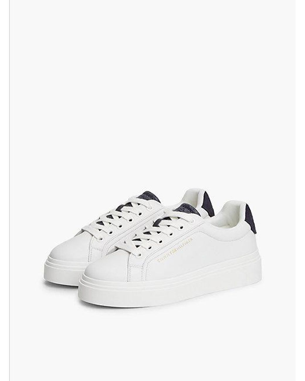 Tommy Hilfiger White Th Monogram Leather Platform Trainers