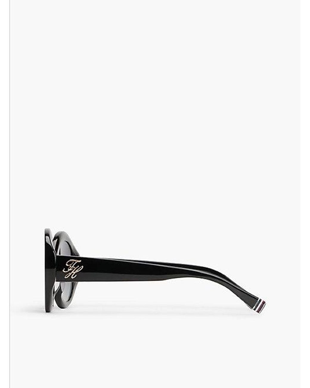 Tommy Hilfiger White Logo Temple Round Sunglasses