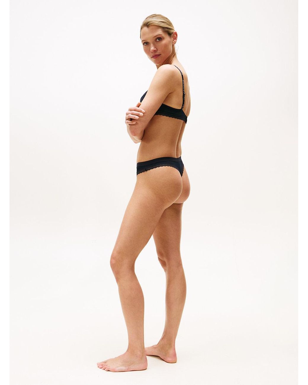 Tommy Hilfiger Blue Tonal Lace Demi-cup Bra