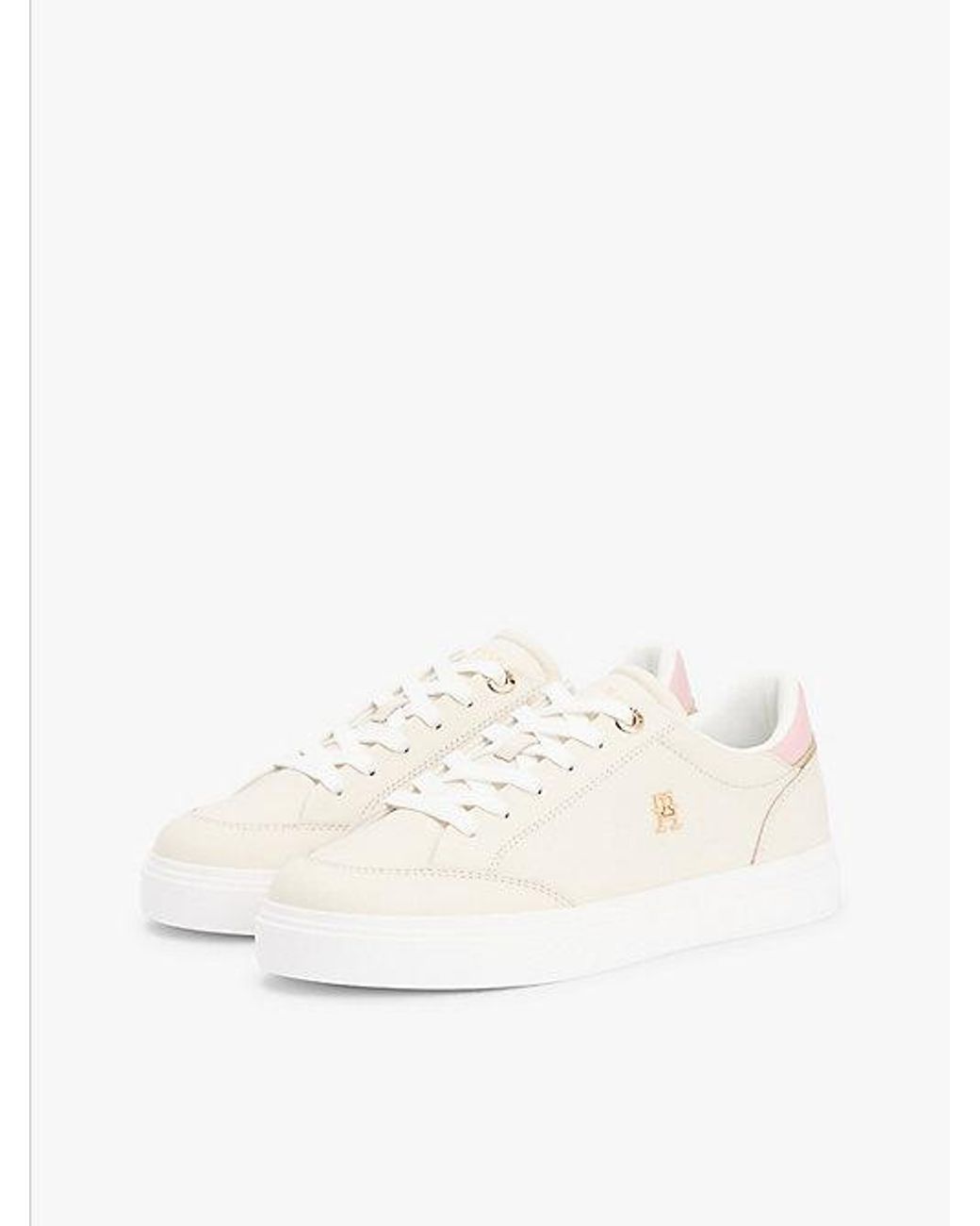 Tommy Hilfiger White Leather Th Monogram Cupsole Trainers