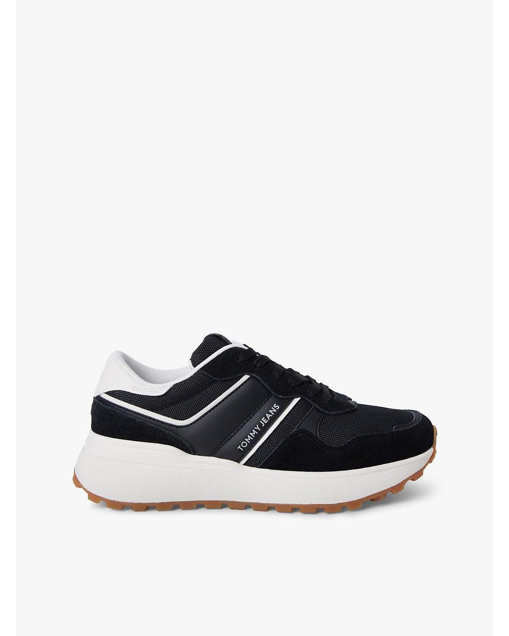 Tommy Hilfiger Black Suede Cleat Mixed Texture Trainers