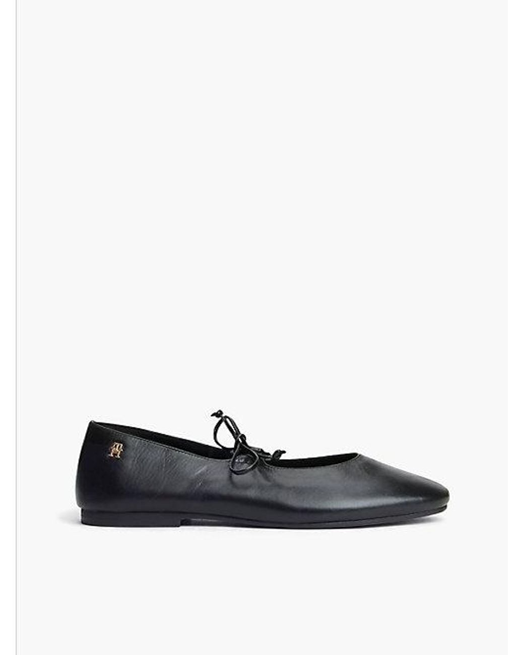 Tommy Hilfiger White Th Monogram Leather Lace Up Ballerinas