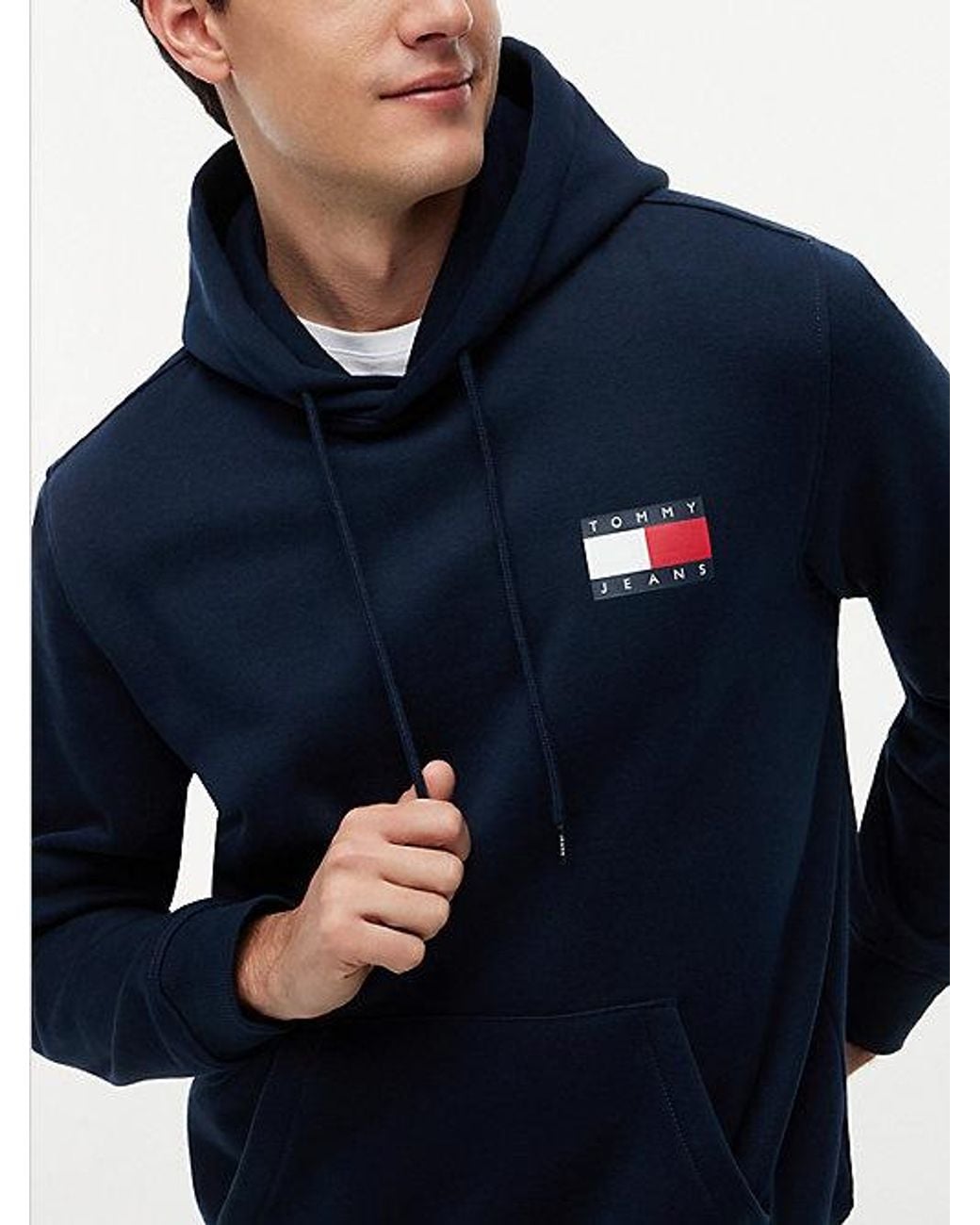 Tommy Hilfiger Blue Tommy Badge Terry Fleece Hoody for men