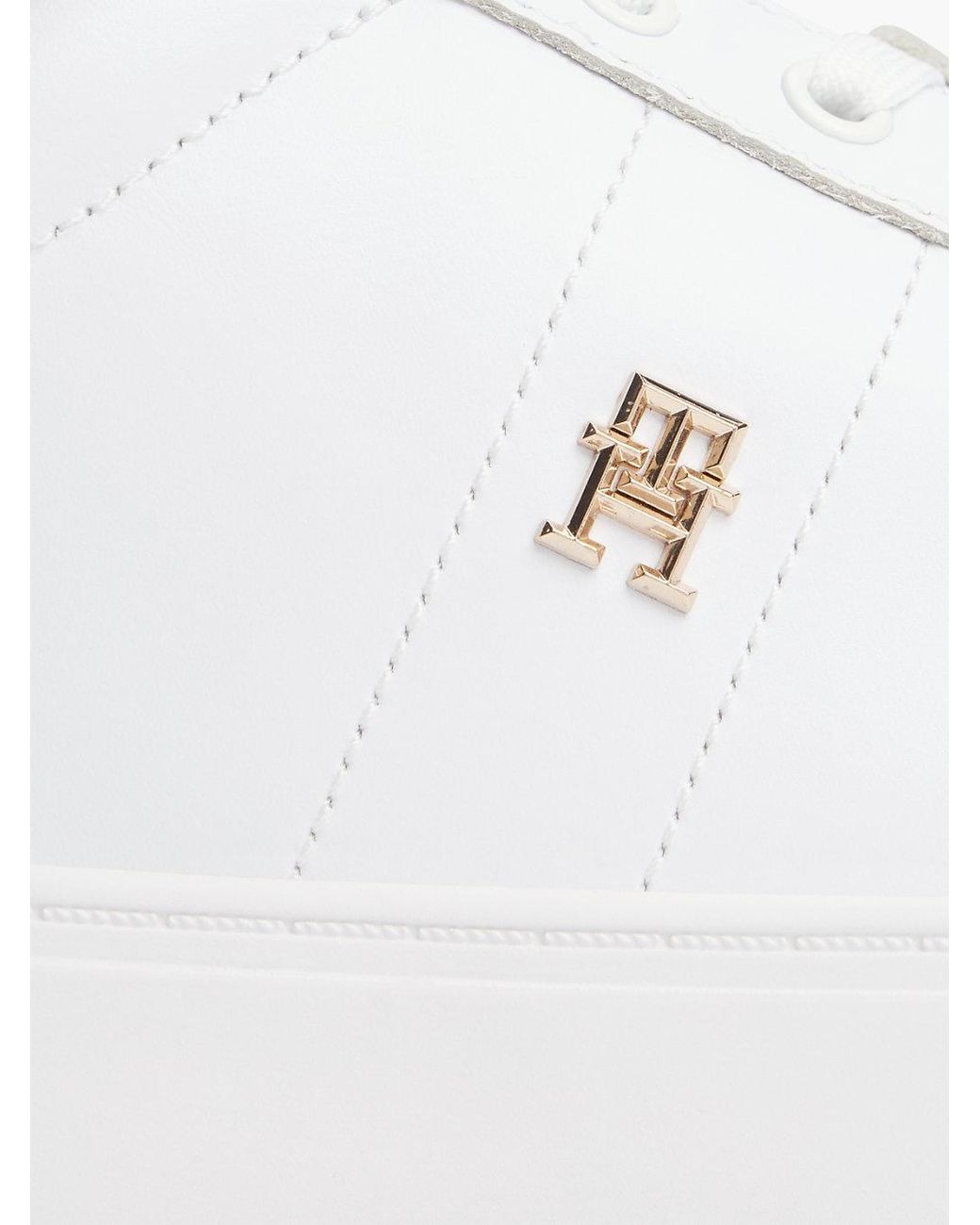 Tommy Hilfiger White Leather Th Monogram Court Trainers