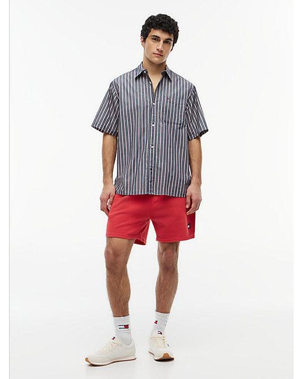 Tommy Hilfiger Gray Relaxed Fit Stripe Short Sleeve Shirt for men