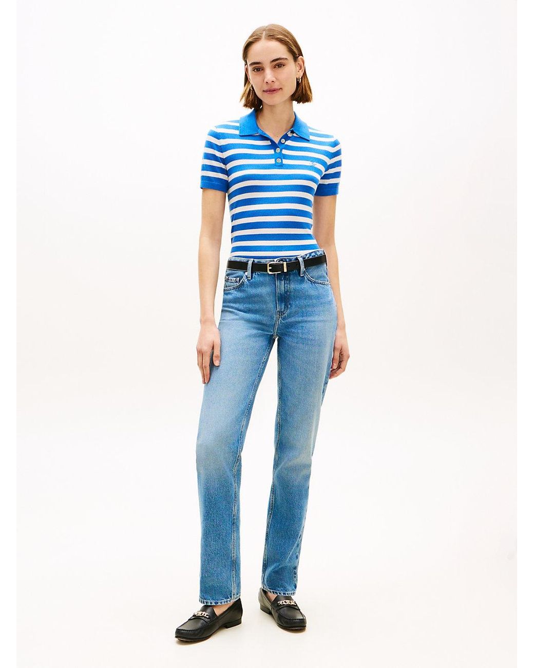 Polo À Manches Courtes Avec Soie Tommy Hilfiger en coloris Blue