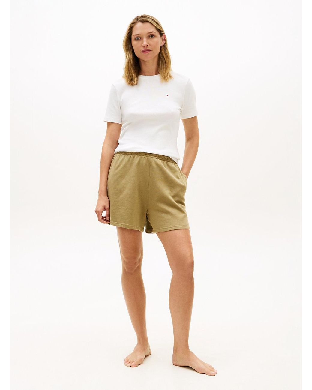 Tommy Hilfiger Natural Essential Logo Embroidery Lounge Shorts