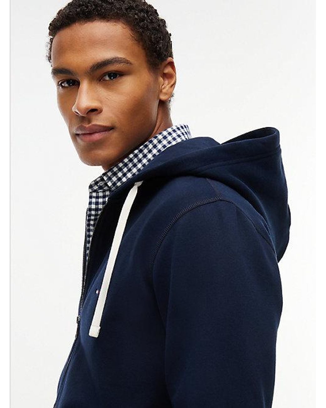 Tommy Hilfiger Blue Flag Embroidery Fleece Zip Thru Hoody for men