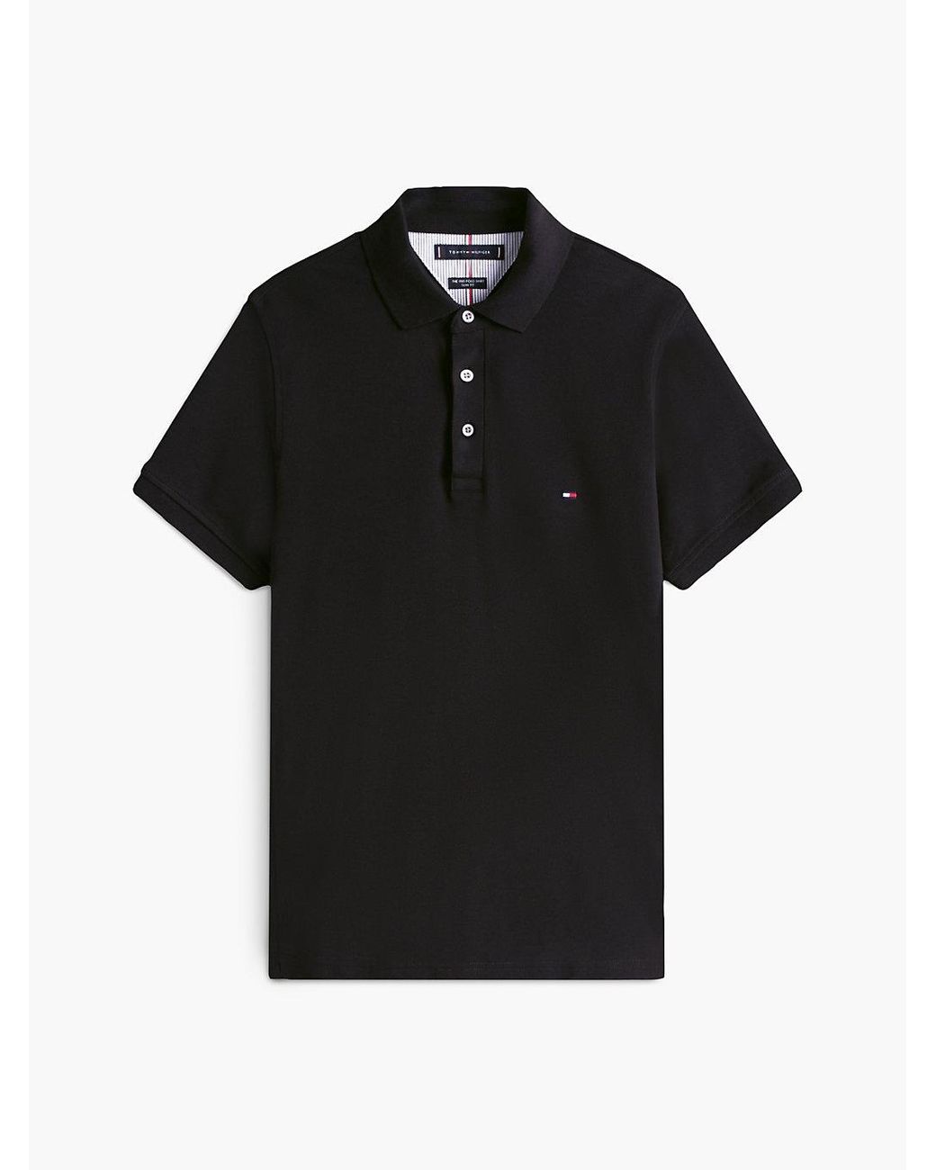 Tommy Hilfiger Black 1985 Slim Fit Pique Polo Shirt for men