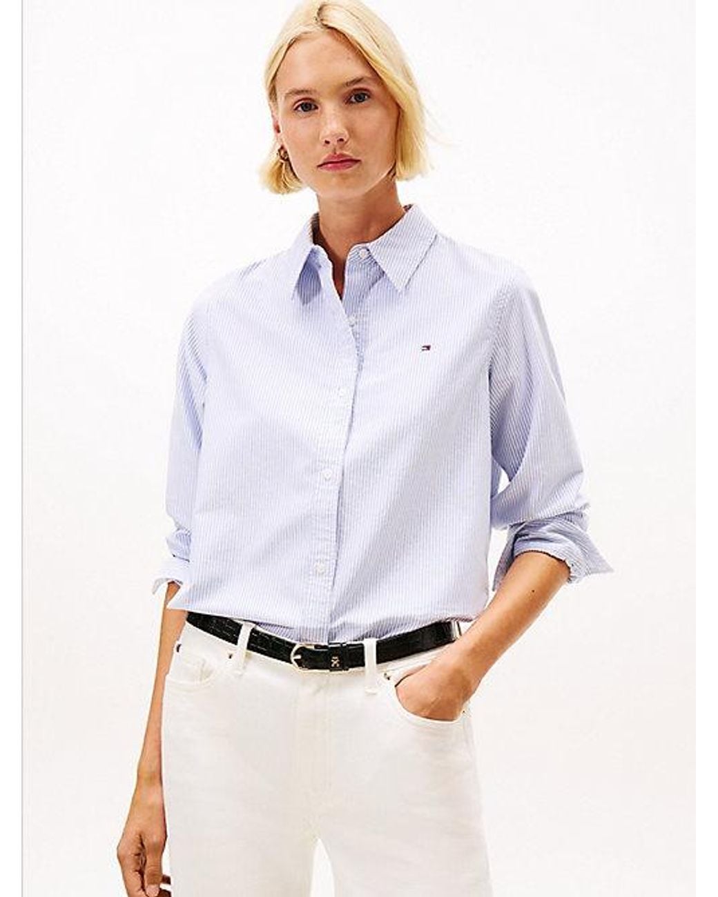 Tommy Hilfiger White Relaxed Fit Yarn Dyed Oxford Shirt