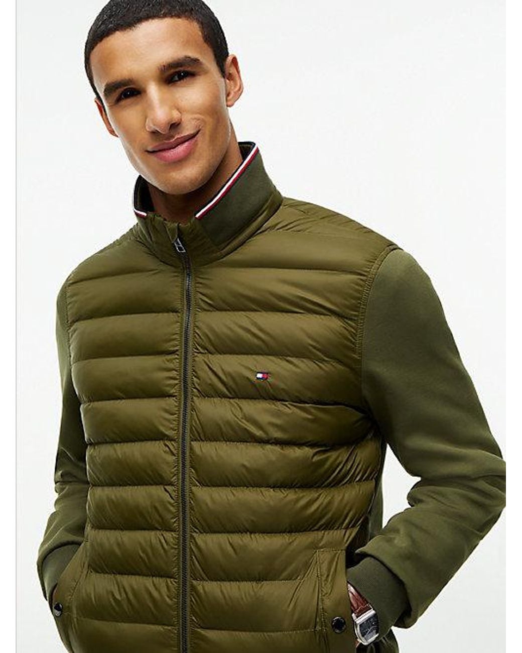 Tommy Hilfiger Green Intechno Knit Zip Thru Sweatshirt for men