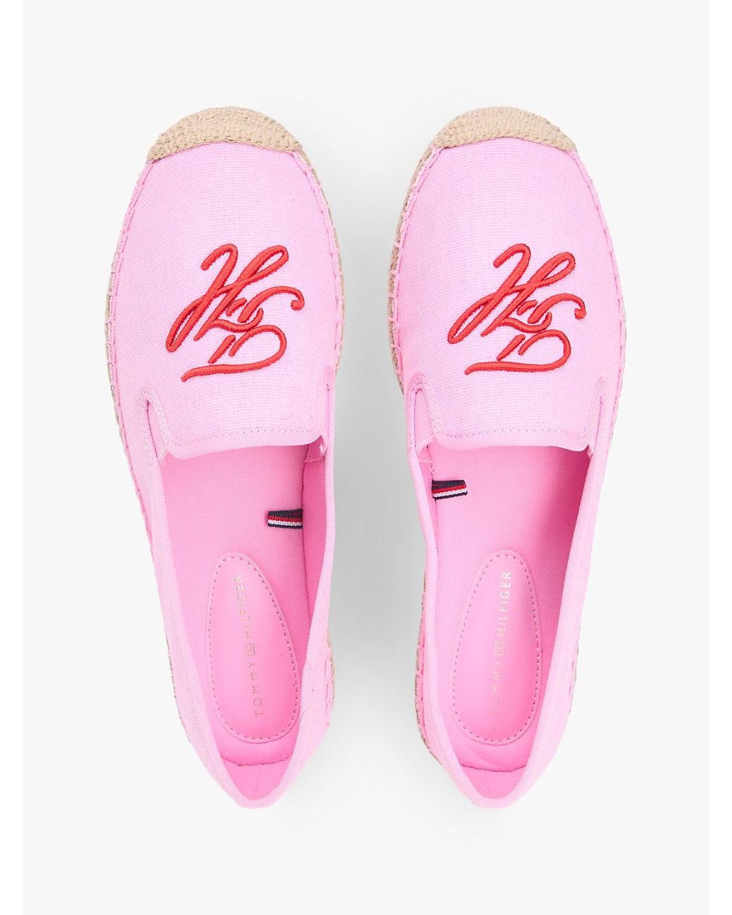 Tommy Hilfiger Pink Logo Embroidery Canvas Espadrilles