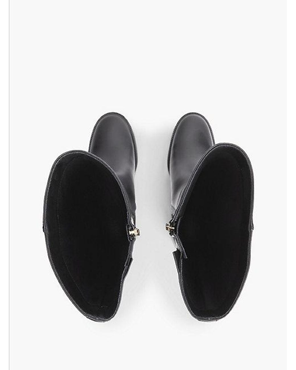 Tommy Hilfiger Black Leather Block Heel Riding Boots