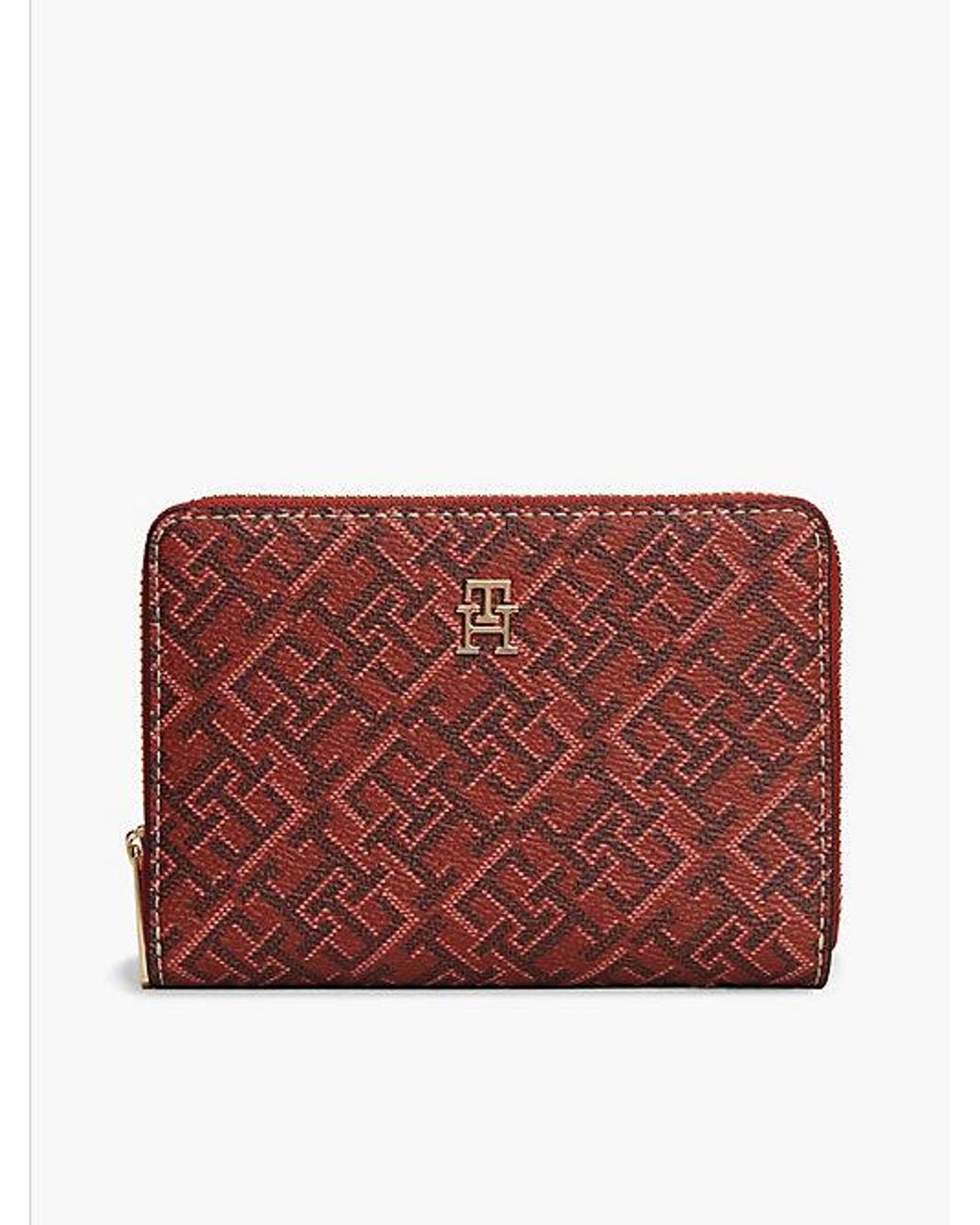Tommy Hilfiger Red Th Monogram Zip Around Wallet Gift Box