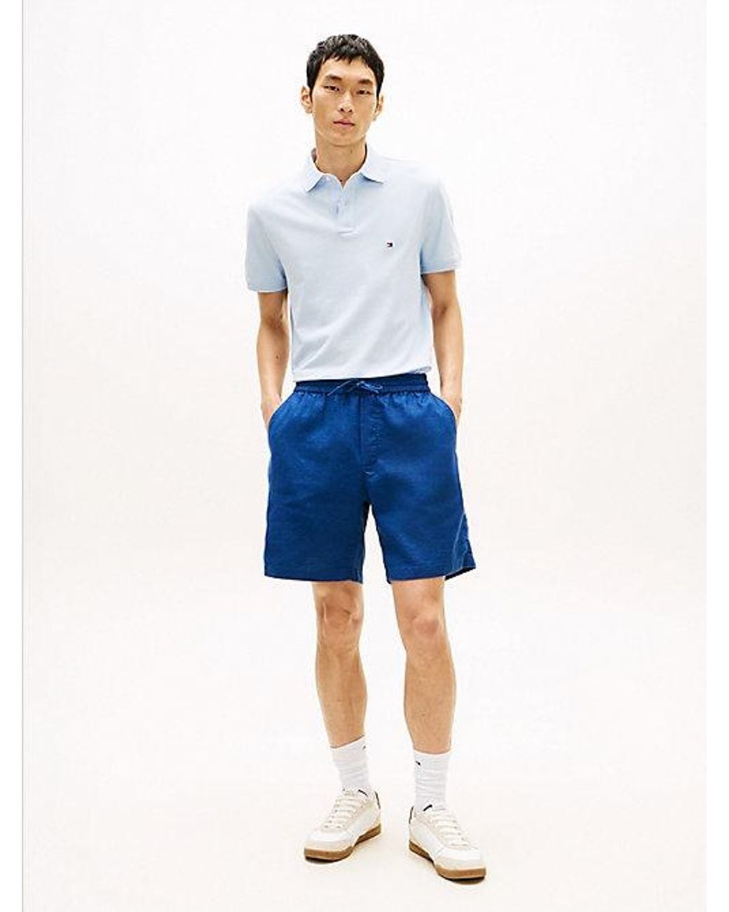 Tommy Hilfiger Blue Dover Linen Blend Regular Fit Chino Shorts for men
