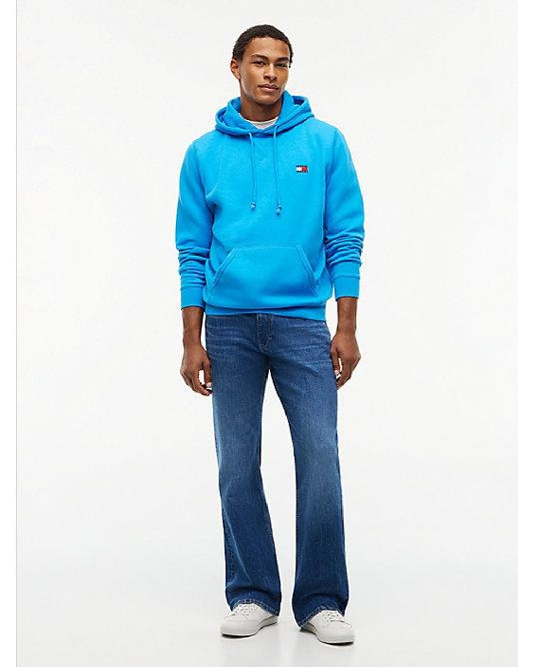Tommy Hilfiger Blue Tommy Jeans Tommy Badge Fleece Drawstring Hoody for men