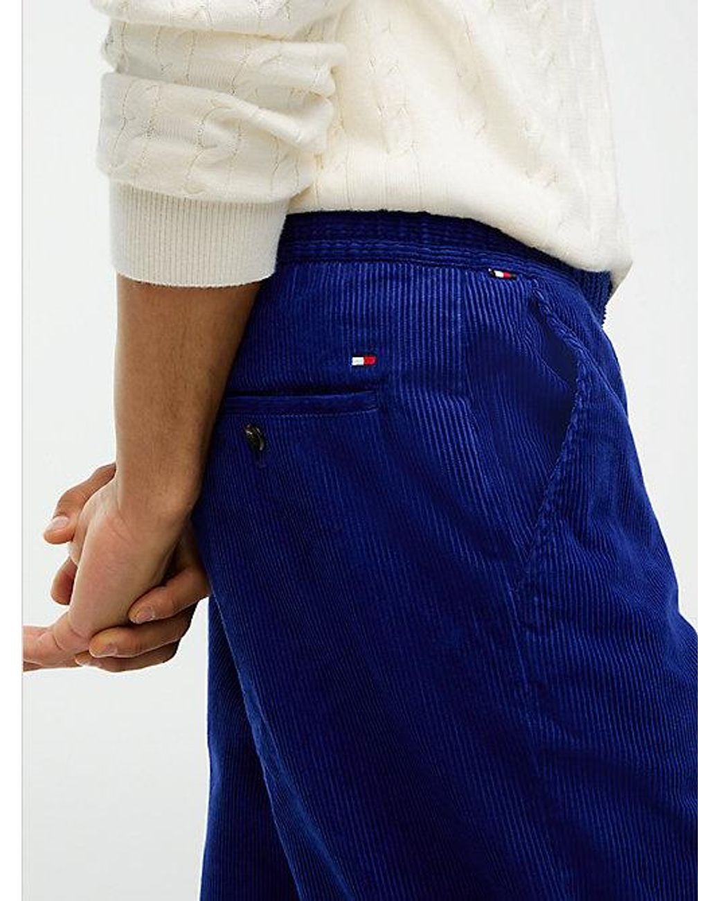 Tommy Hilfiger Blue Dover Regular Straight Elasticated Corduroy Chinos for men