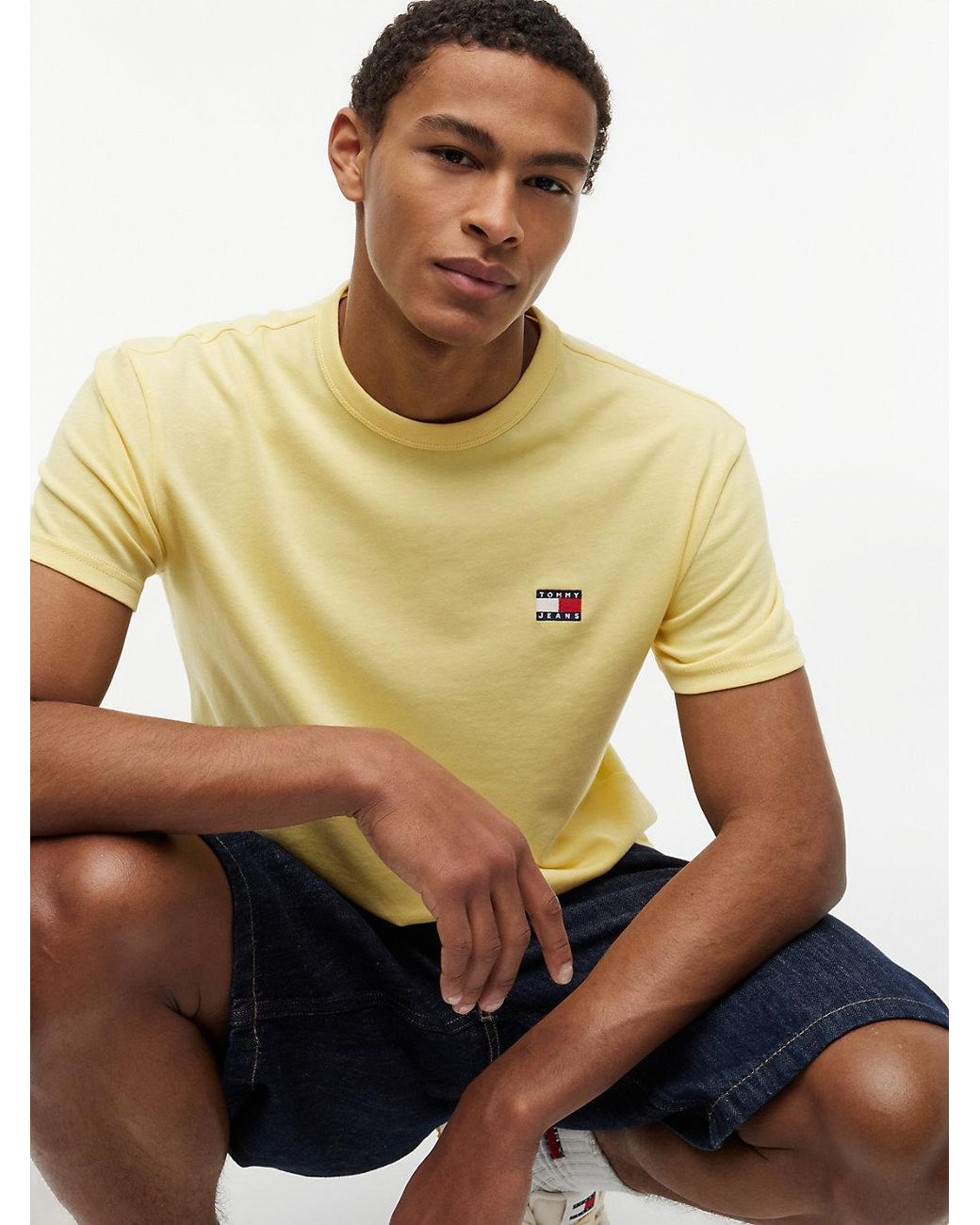Tommy Hilfiger Yellow Tommy Flag Crew Neck T-shirt for men