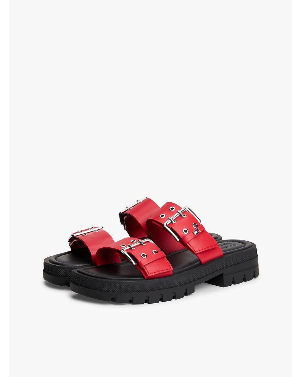 Tommy Hilfiger White Chunky Cleat Double Buckle Sandals