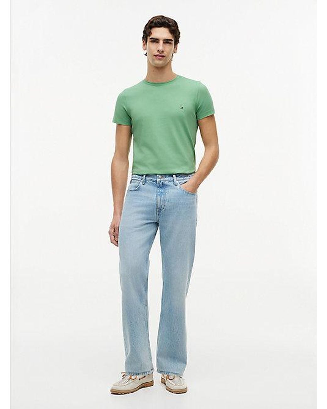 Tommy Hilfiger Green Flag Embroidery Slim Jersey T-Shirt for men