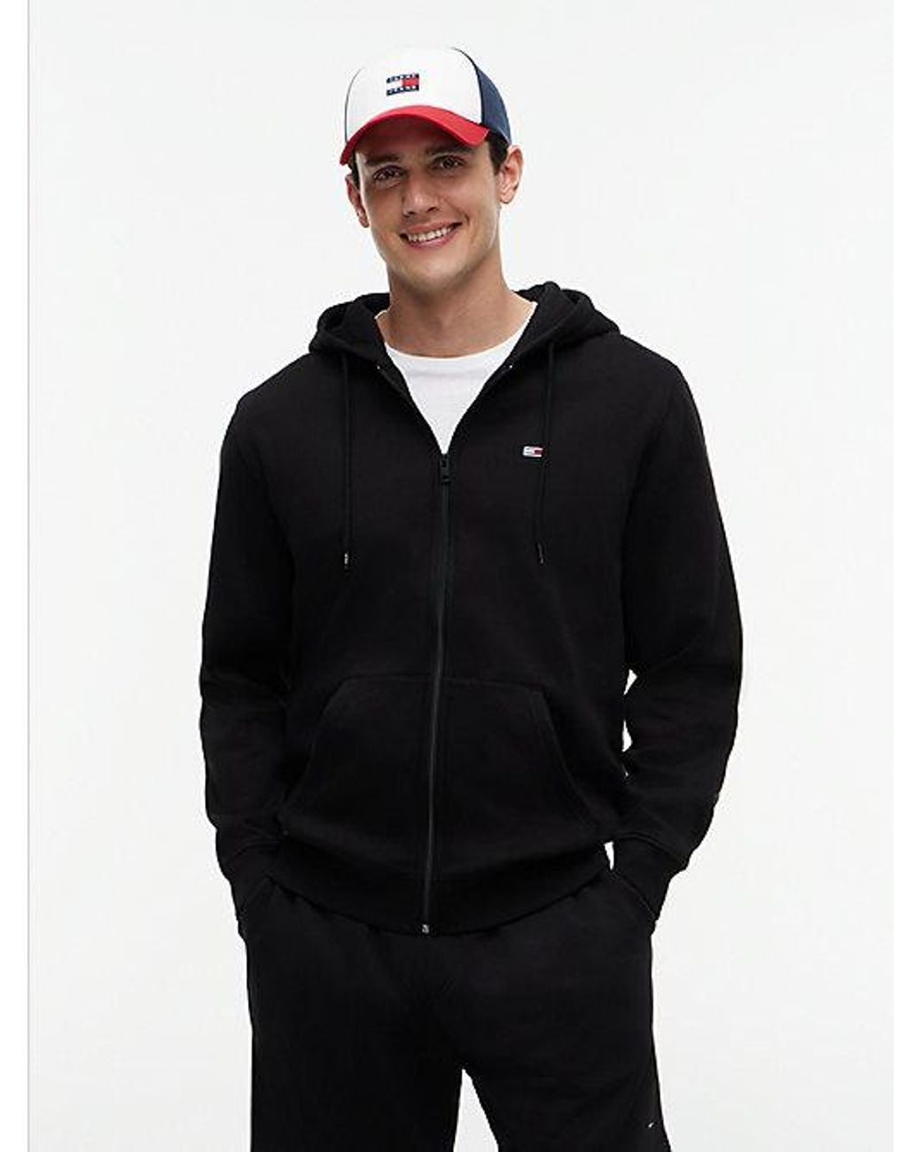 Tommy Hilfiger Black Brushed Fleece Zip-thru Hoody for men