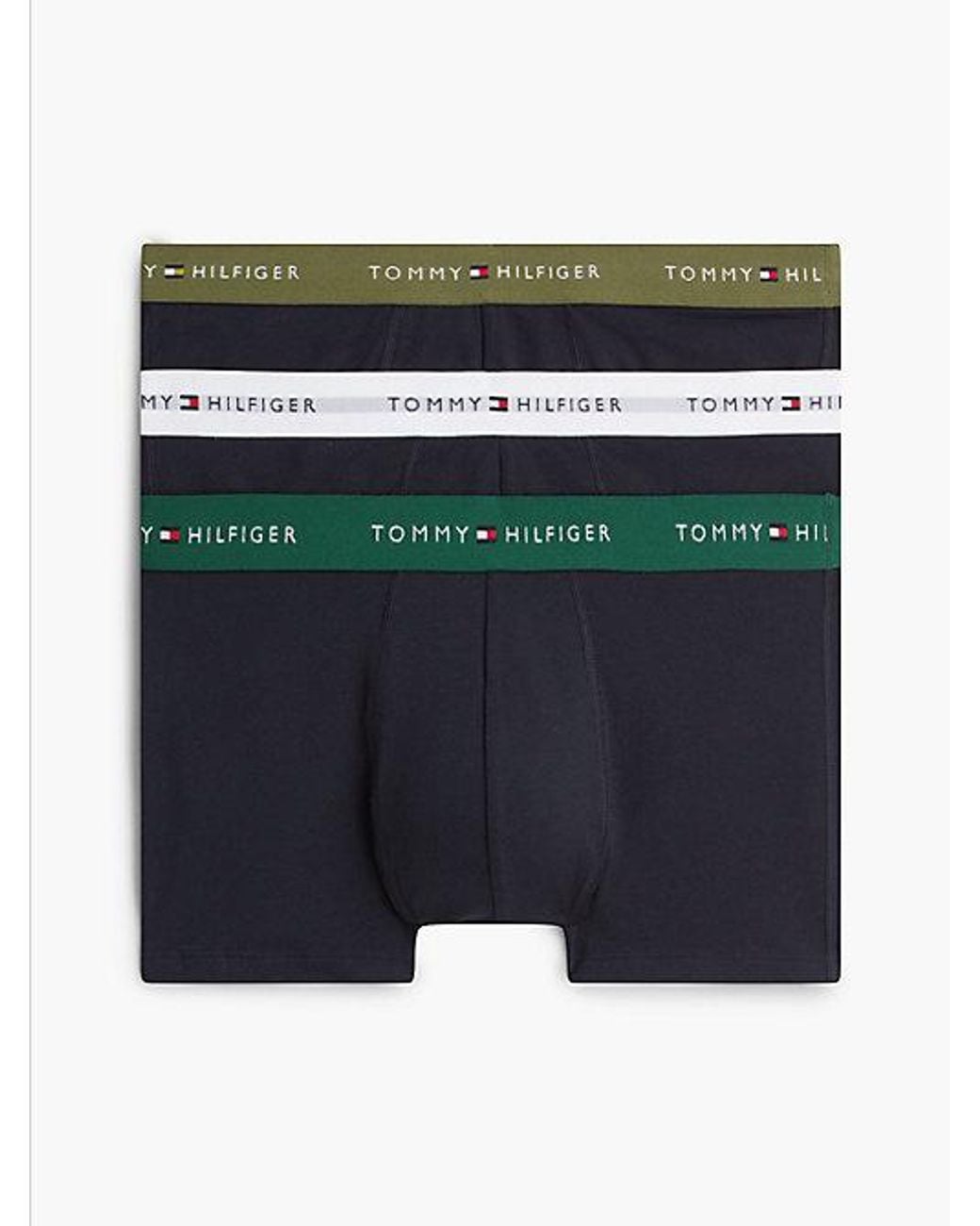 Tommy Hilfiger Blue 3 Pack Signature Logo Contrast Waistband Trunks for men
