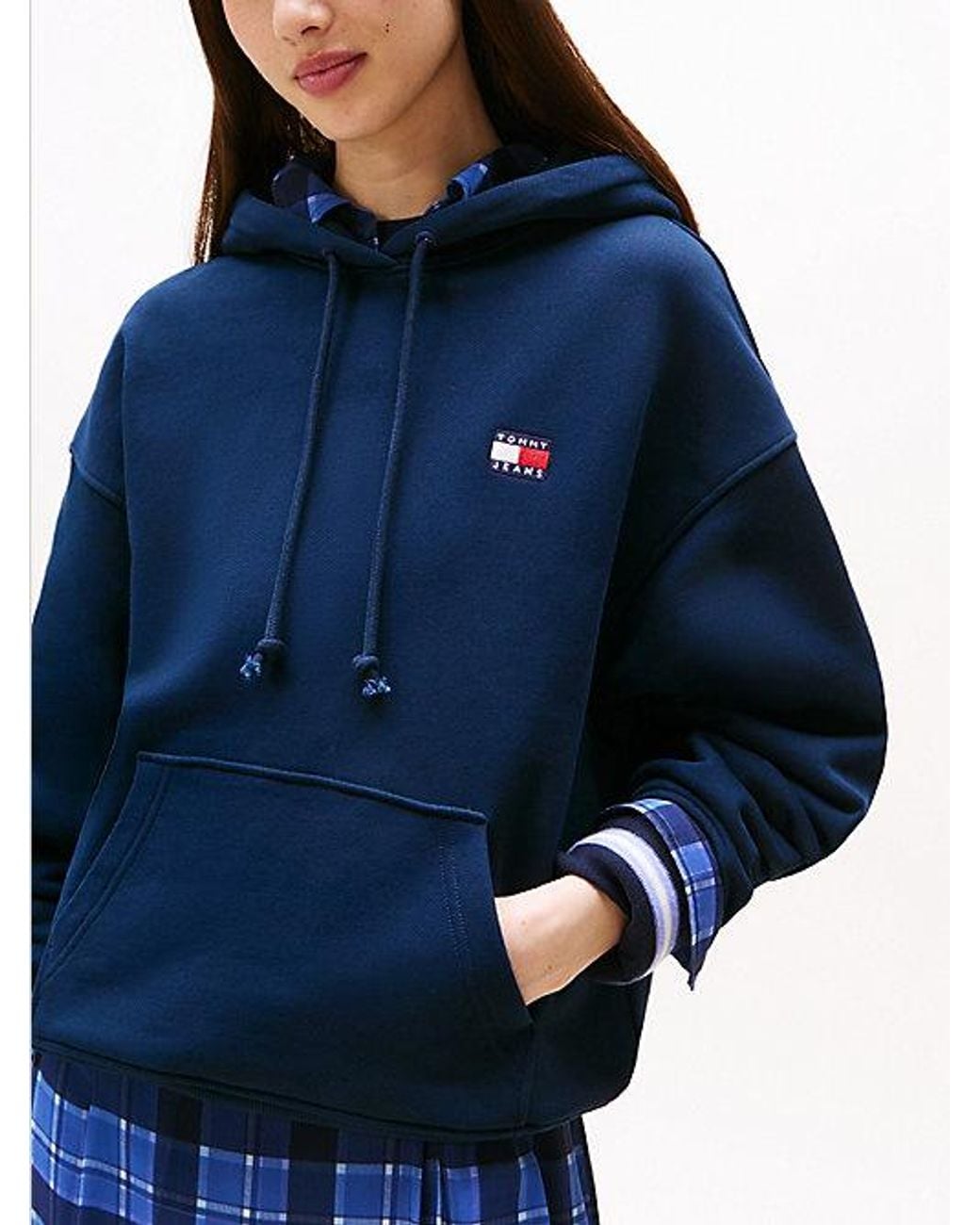Tommy Hilfiger Blue Tommy Badge Brushed Terry Boxy Hoody