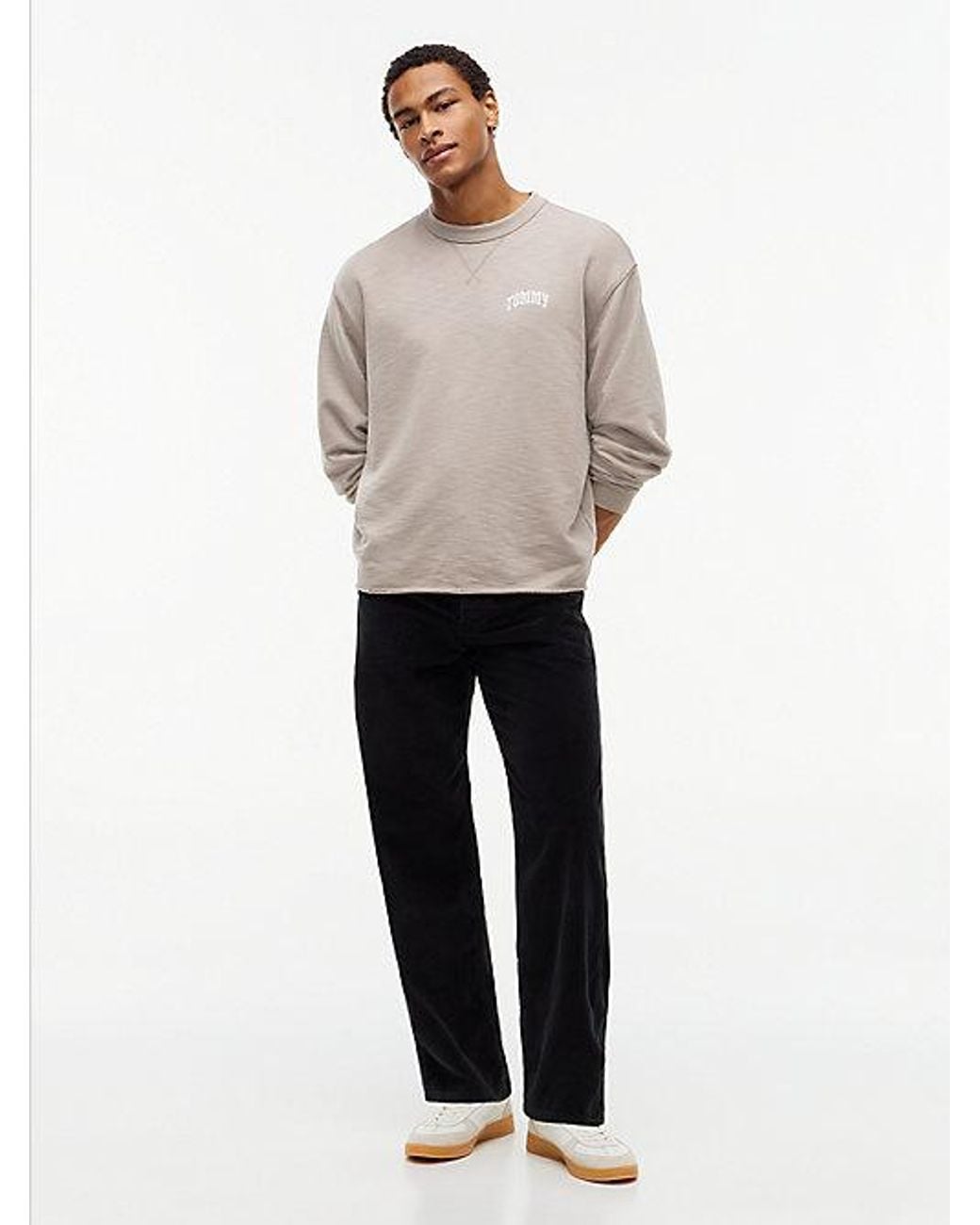 Tommy Hilfiger Gray Logo Relaxed Crew Neck Sweatshirt for men