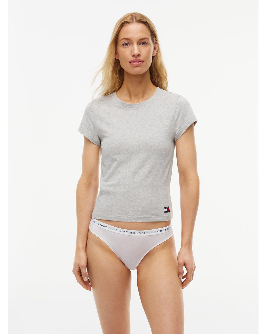 Tommy Hilfiger Blue Repeat Logo Waistband Thong