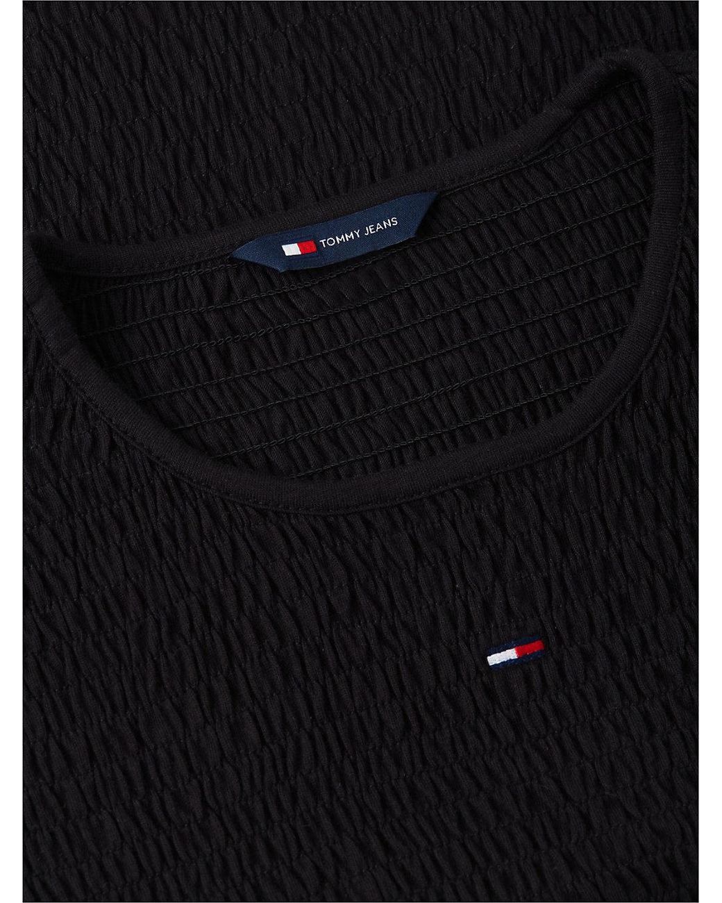 Tommy Hilfiger Black Smock Flag Embroidery Slim T-Shirt
