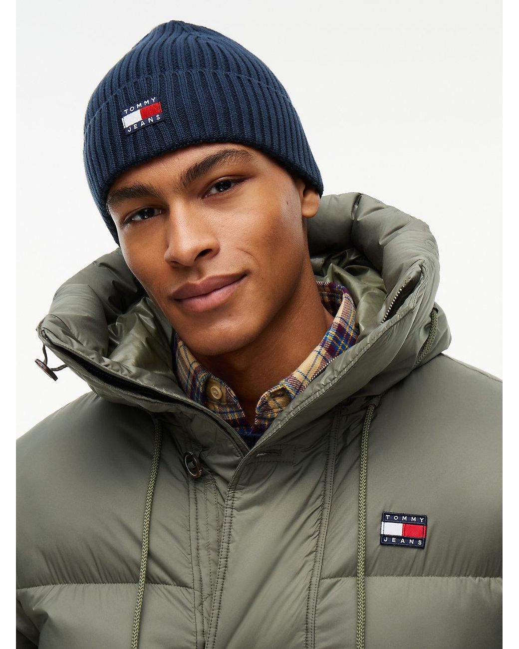 Tommy Hilfiger Blue Heritage Logo Rib-Knit Beanie for men