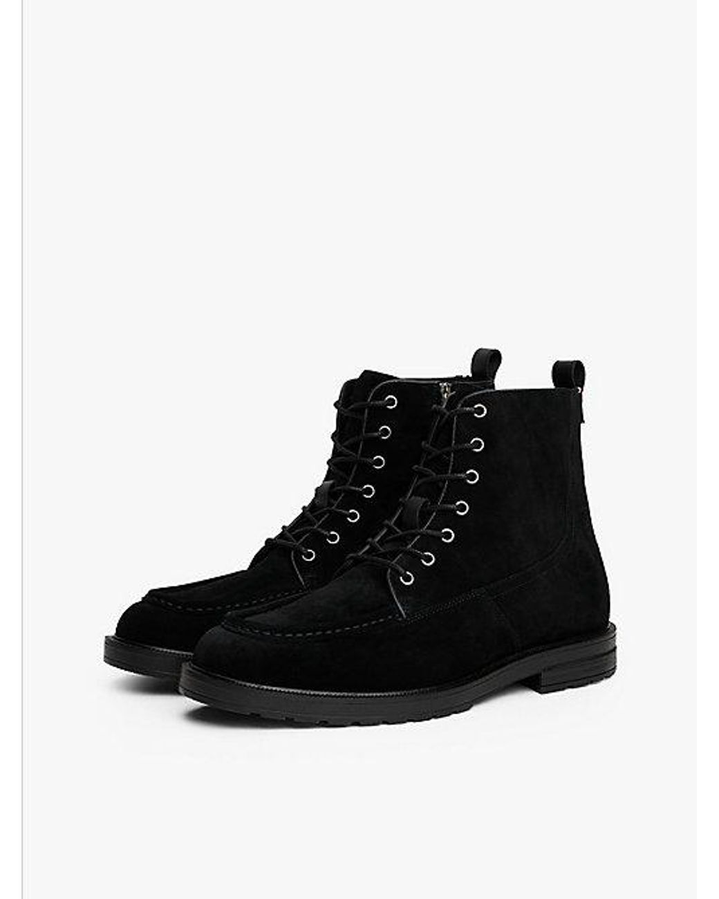 Tommy Hilfiger Black Suede Warm Lined Cleat Moc Toe Boots for men
