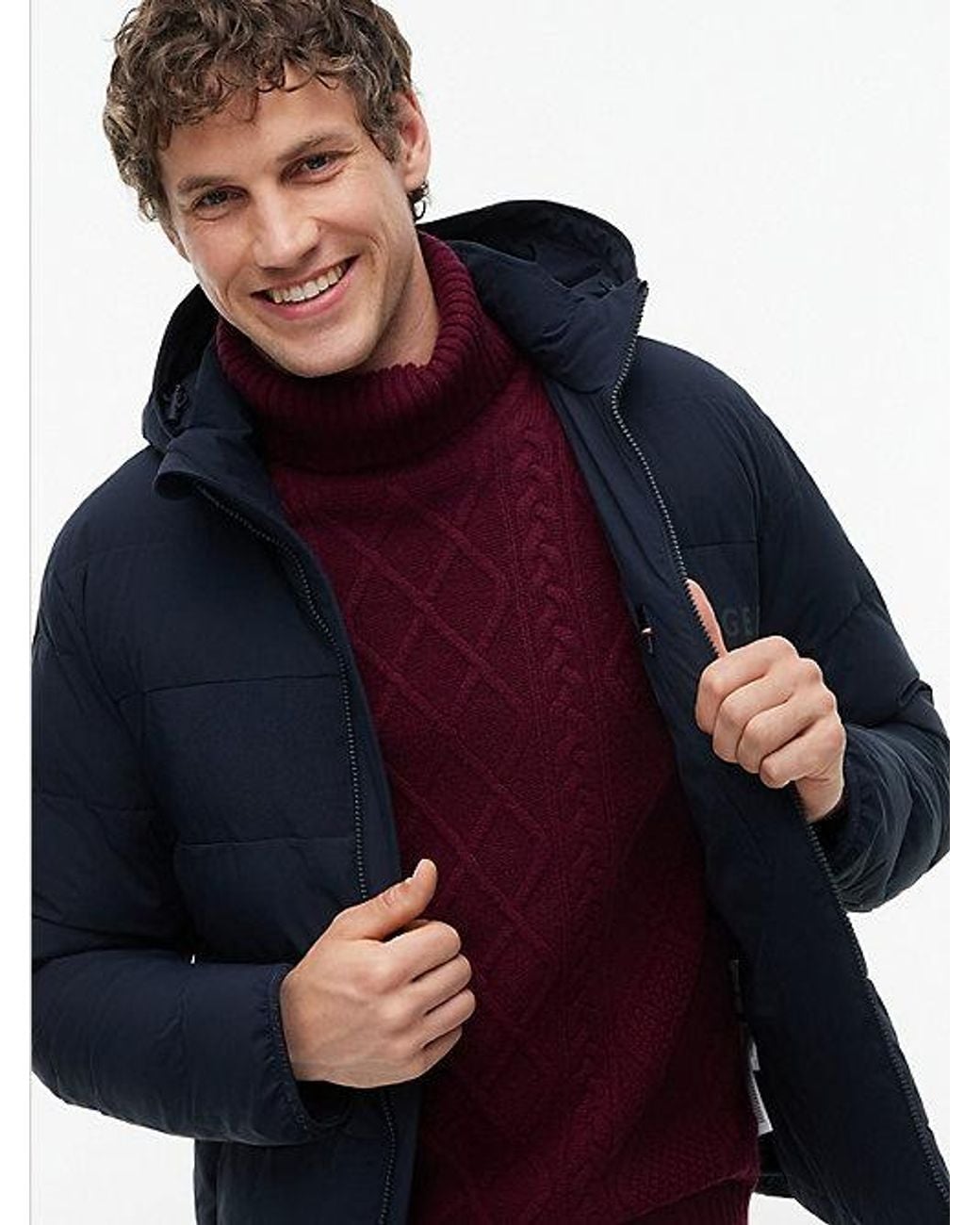 Tommy Hilfiger Blue Detachable Hood Puffer Jacket for men