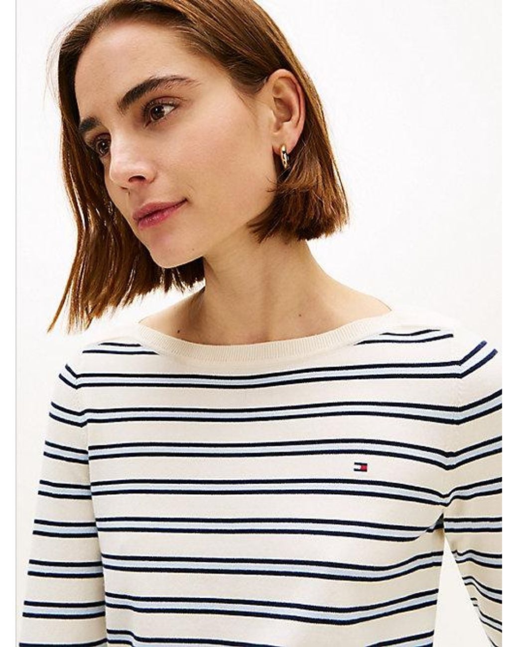 Tommy Hilfiger Gray Tone Button Jersey Boat Neck Jumper