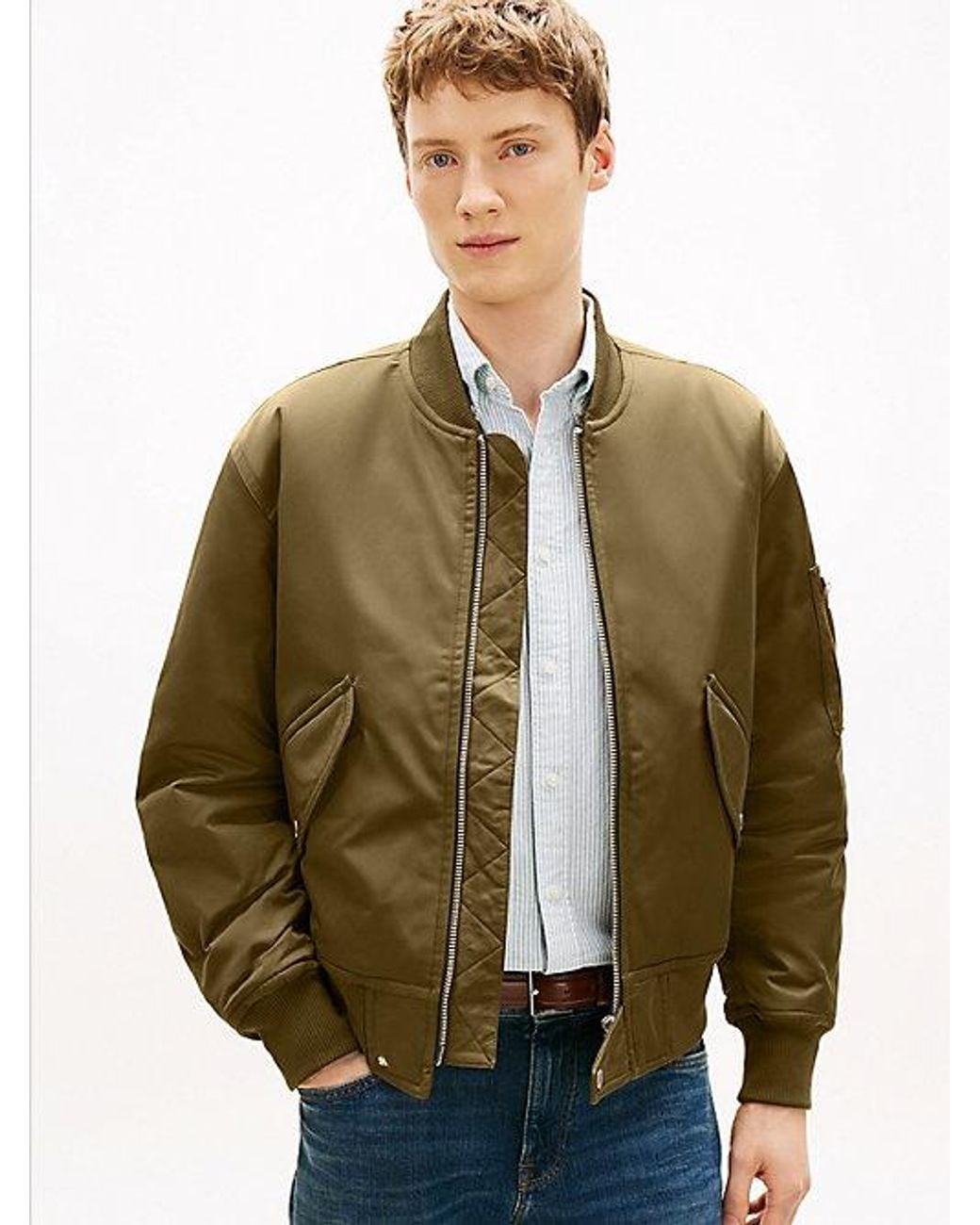 Tommy Hilfiger Green Water Repellent Relaxed Bomber Jacket for men