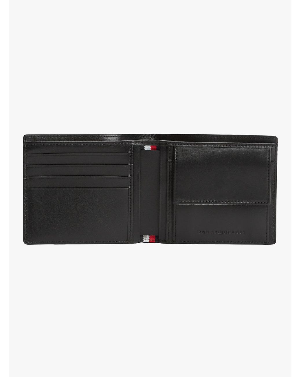 Tommy Hilfiger Black Leather Caviar Grain Bifold Wallet for men