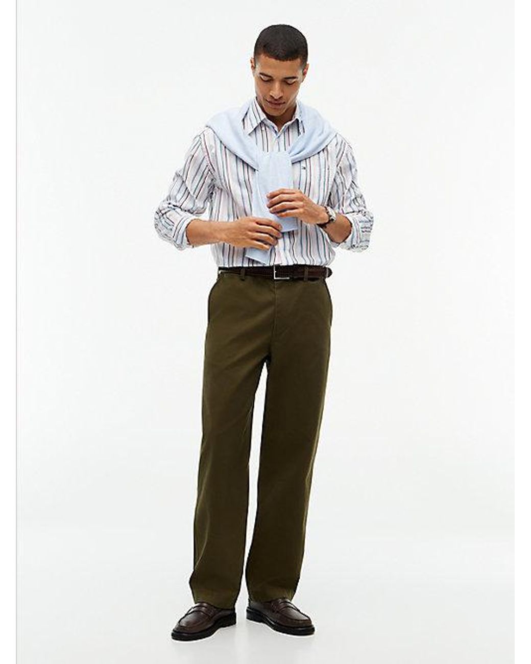 Tommy Hilfiger White Relaxed Fit Mixed Stripe Poplin Shirt for men