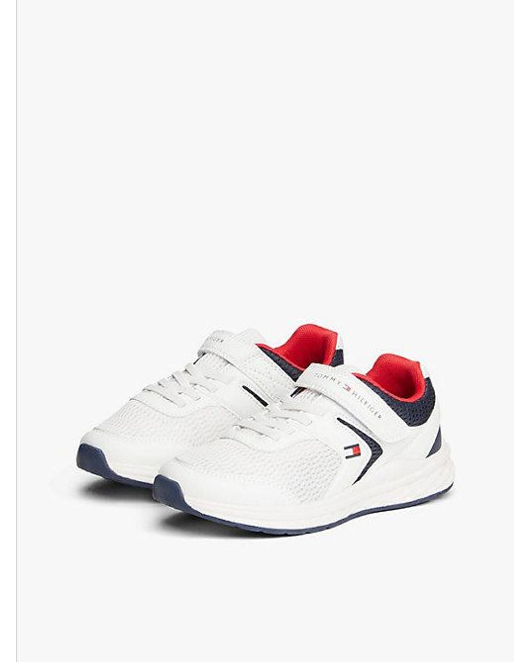 Tommy Hilfiger White Hook And Loop Mesh Trainers