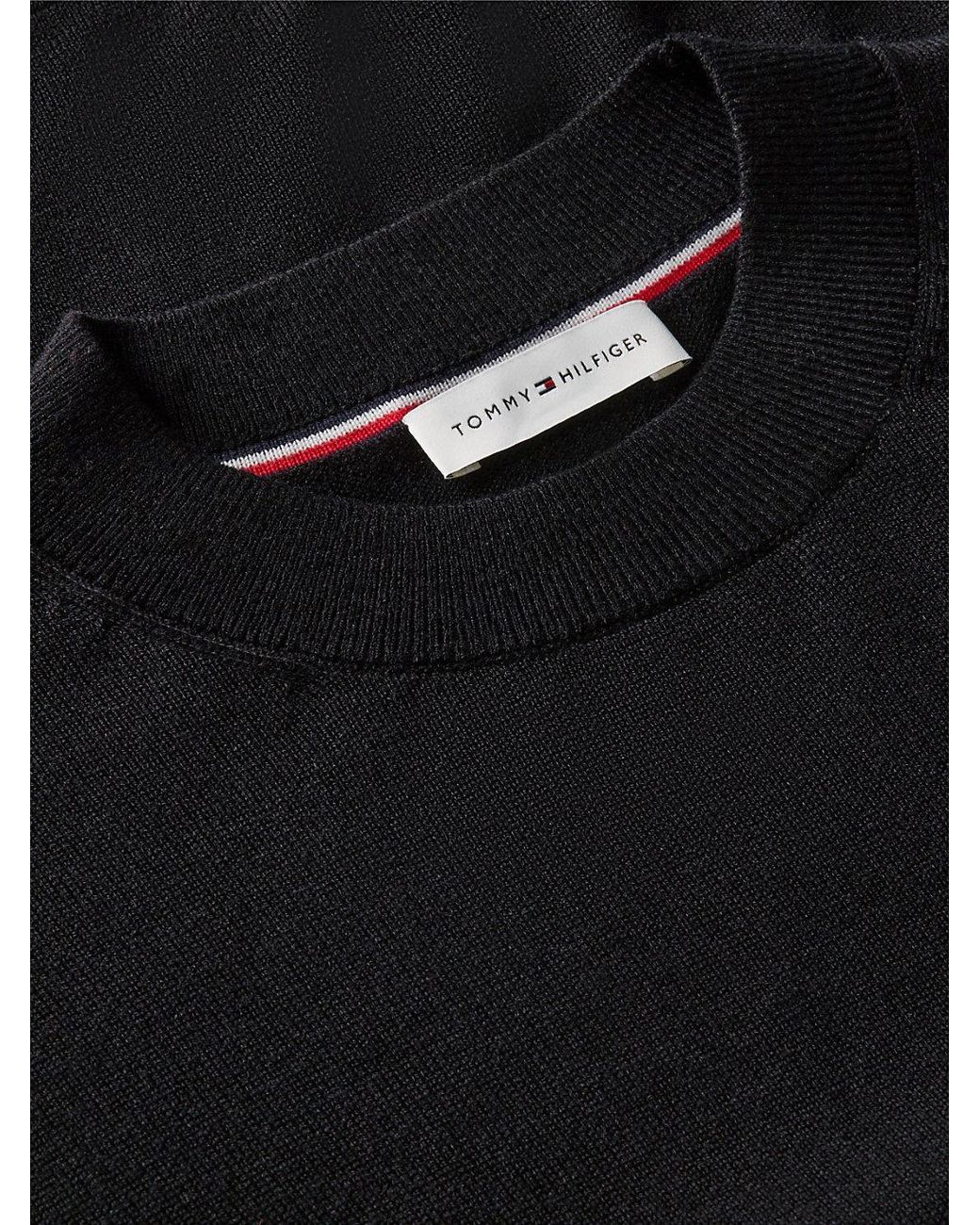 Tommy Hilfiger Black Tipped Short Sleeve Jumper With Silk