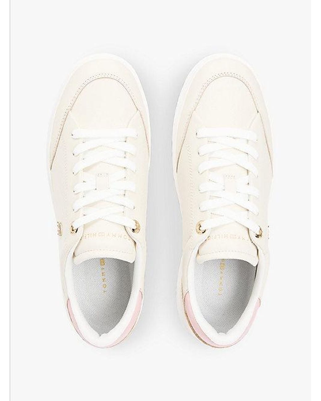 Tommy Hilfiger White Leather Th Monogram Cupsole Trainers