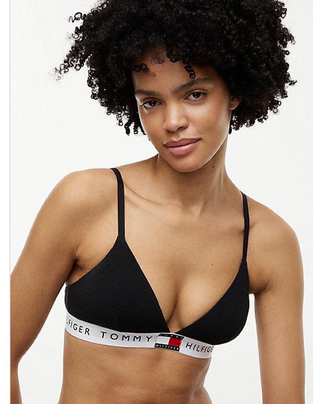 Tommy Hilfiger Black Heritage Logo Removable Padding Triangle Bra