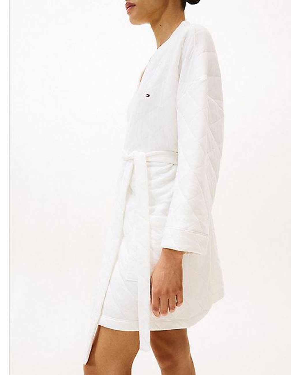 Tommy Hilfiger White Essential Quilted Jacquard Jersey Robe