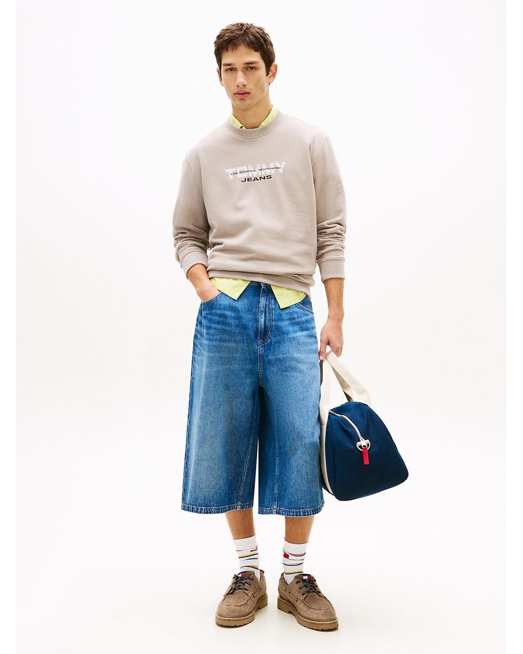 Tommy Hilfiger Natural Logo Sueded Terry Crew Neck Sweatshirt for men