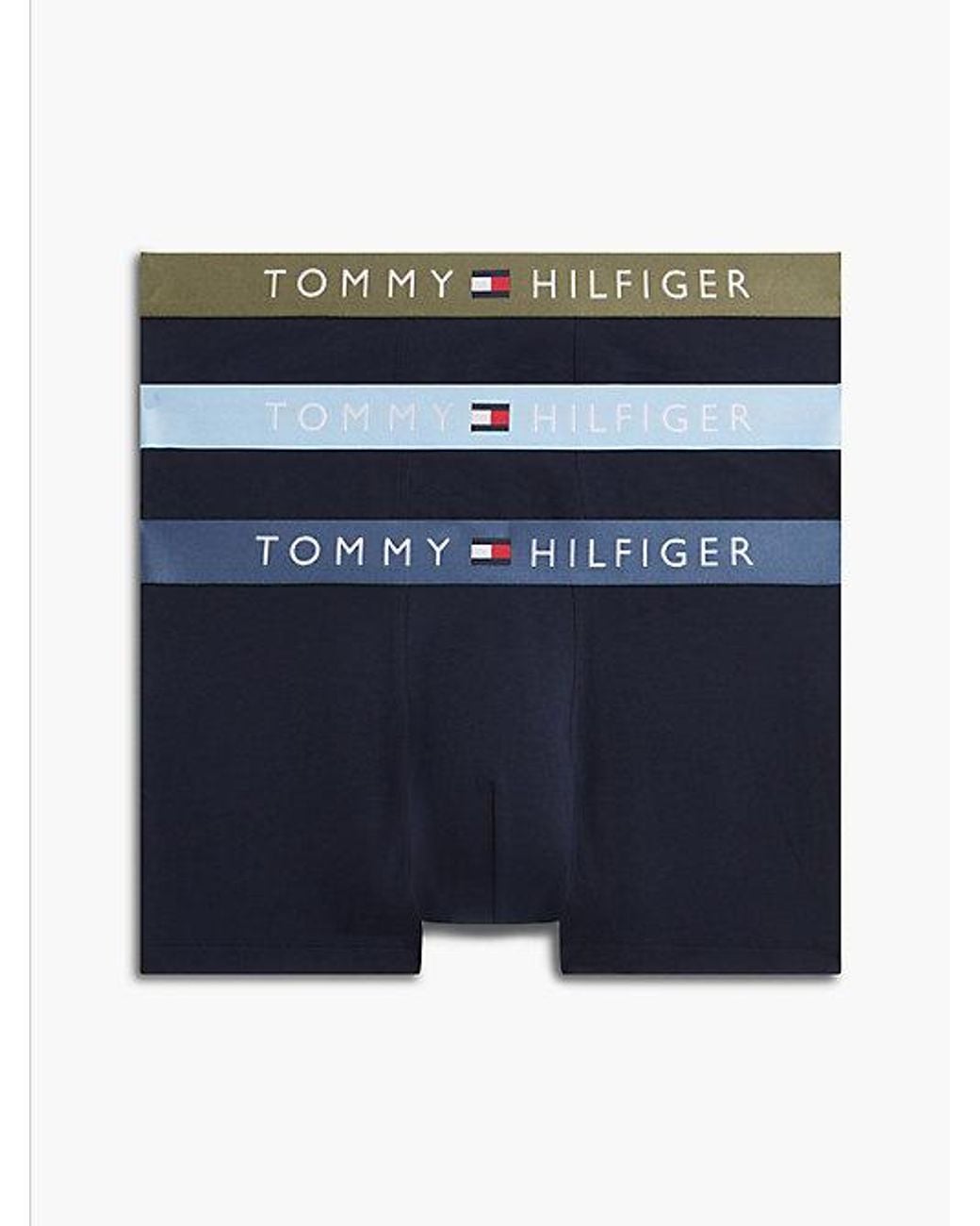 Tommy Hilfiger Blue 3 Pack Th Original Logo Waistband Trunks for men