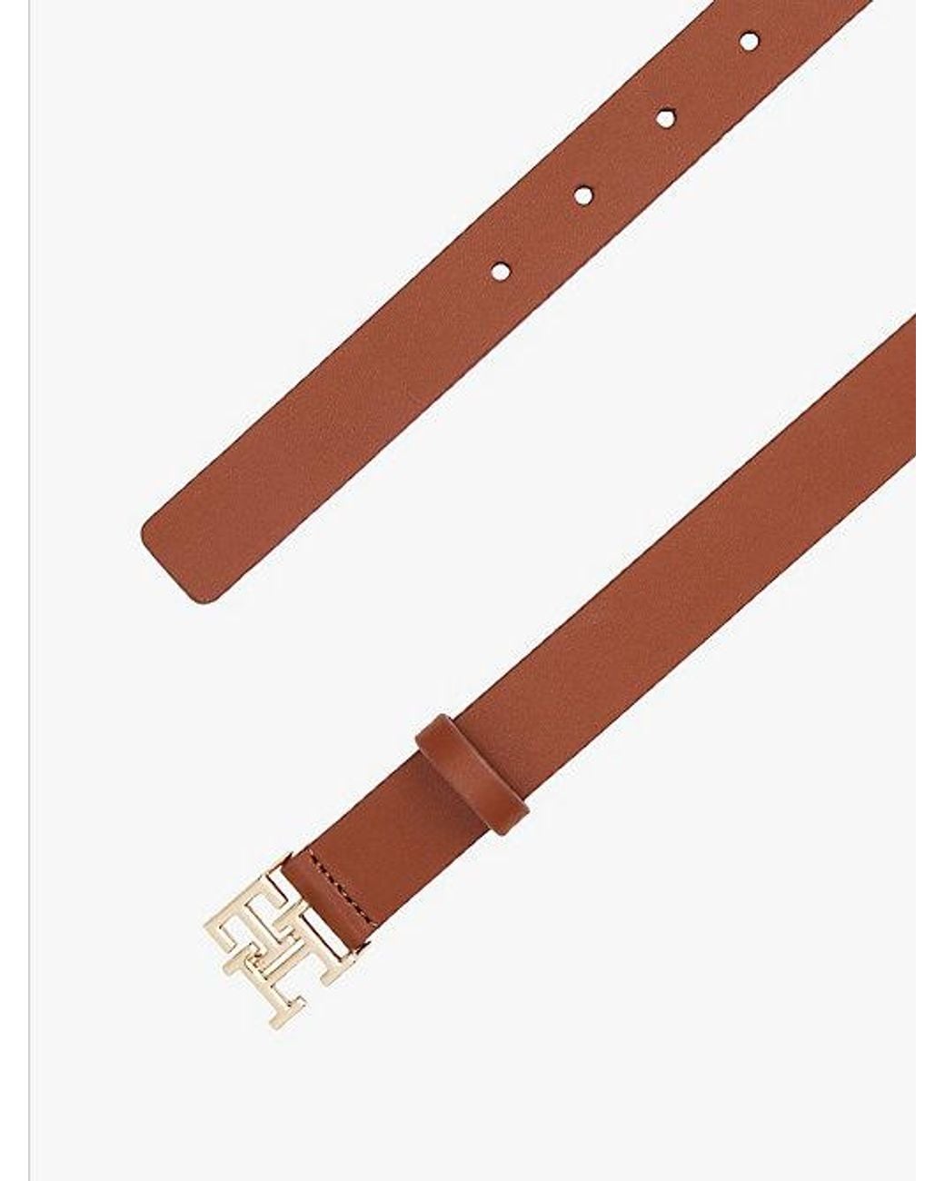 Tommy Hilfiger Brown Th Monogram Leather Plaque Buckle Belt