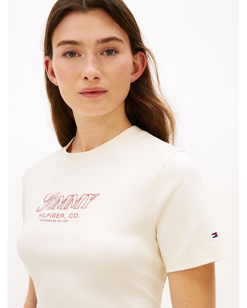 Tommy Hilfiger White Logo Interlock Knit T-Shirt
