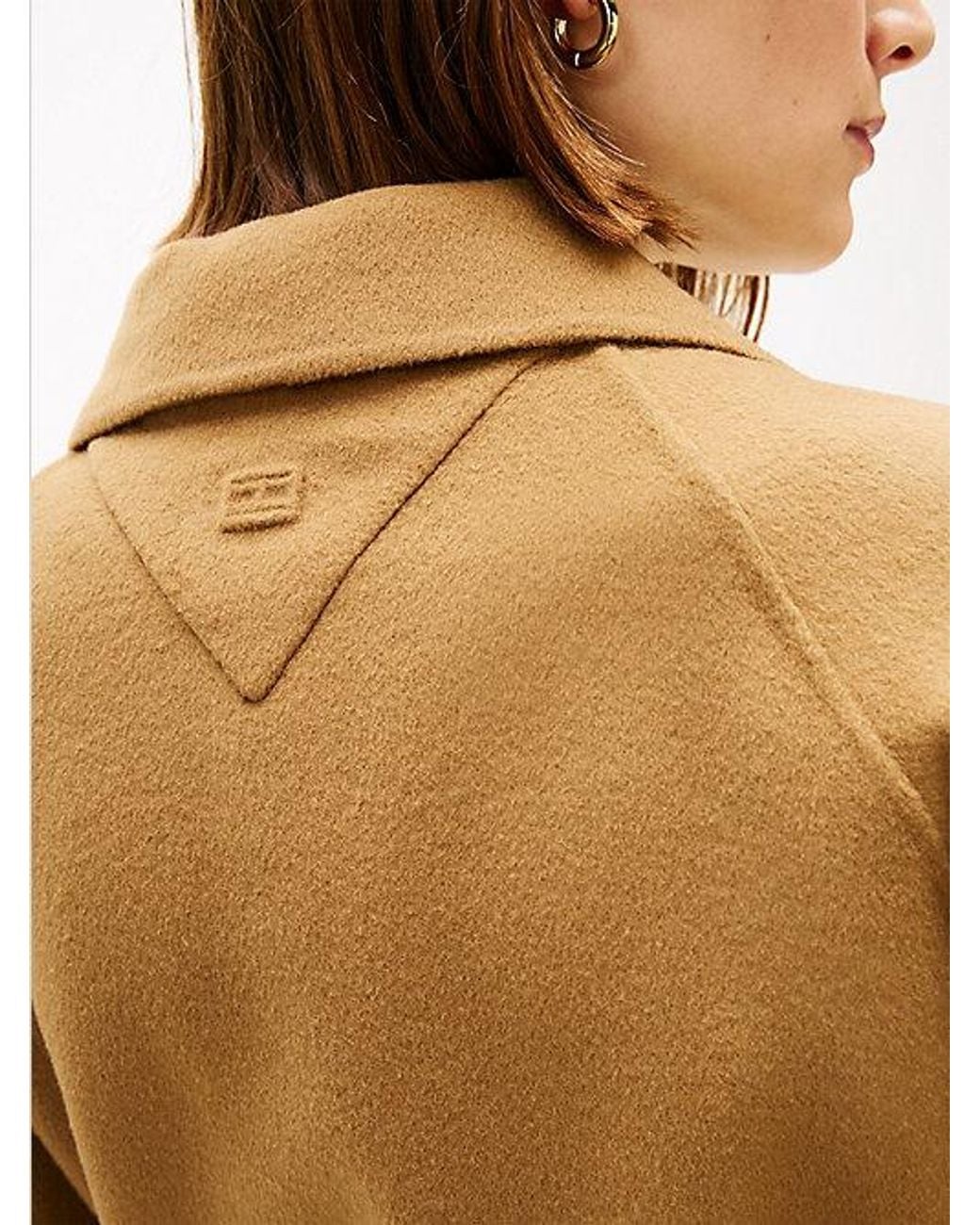 Tommy Hilfiger Metallic Double-faced Wool Blend Belted Longline Coat